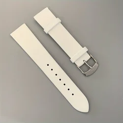 Premium Calf Leather Watch Strap with Silver Pin Buckle - Unisex Adjustable Band with Gift Tool - 12mm - 0.47in (White)