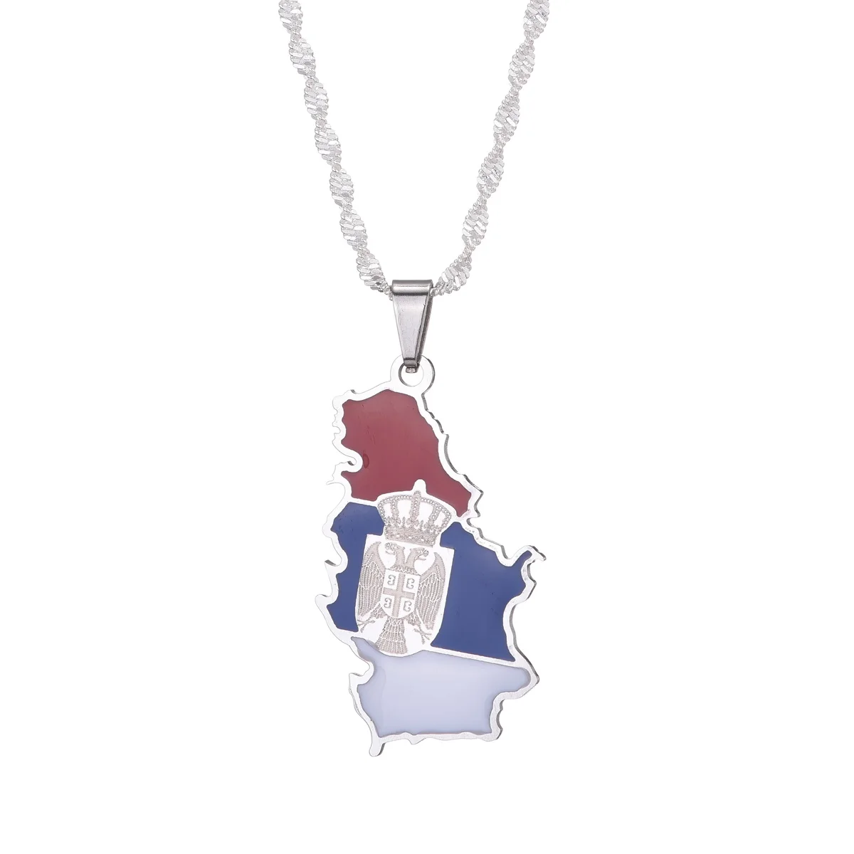 Serbia Eagle Map Flag Pendant Necklaces for Women Men Srbija Jewelry Serbian 6