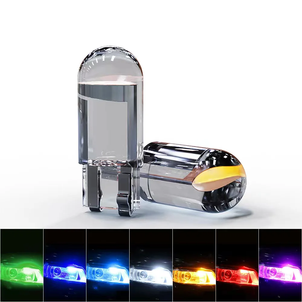 

1xNewest W5W Led T10 Car Light COB Glass 6000K White Auto Automobiles License Plate Lamp Dome Light Reading DRL Bulb Style 12V