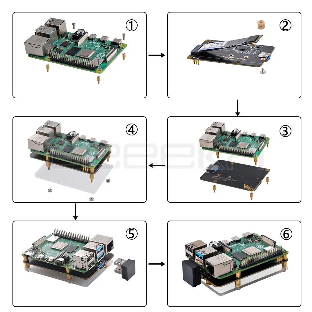 GeeekPi M.2 NVME SSD Adapter Board for Raspberry Pi 4 Model B