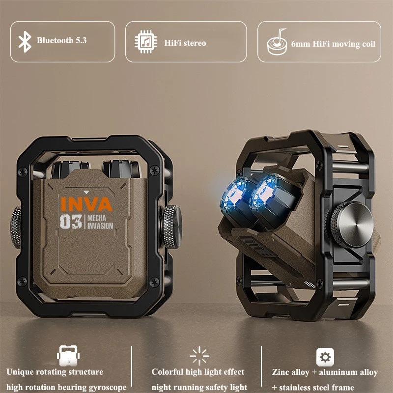 INVA TWS Gaming Esports Wireless Headphones HiFi Stereo Bluetooth 5.3 Earphones Rotate Fidget Earbuds Noise Cancel Low Latency