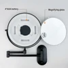 8 Inch Black Wall Mounted Bathroom Mirror 10x Magnifying Makeup Mirror Adjustable Dimming Vanity Cosmetic Mirrors with Light 3