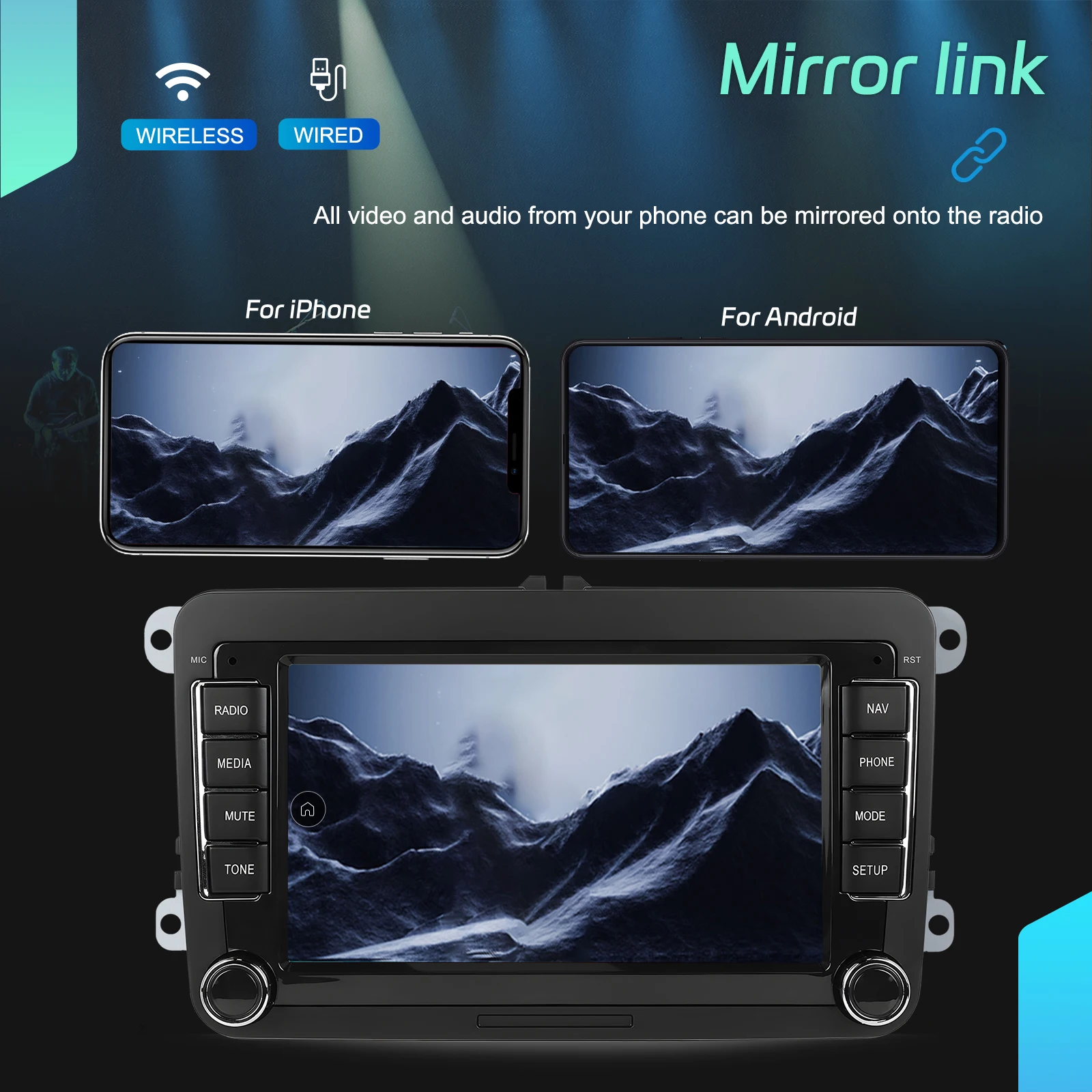 Radio Estéreo para Auto Podofo 6+128G Android 2Din, Carplay, Android Auto con Receptor FM, Voz AI, DSP para VW, Seat, Skoda, PASSAT, GOLF, Navegación GPS, Autoradio 5