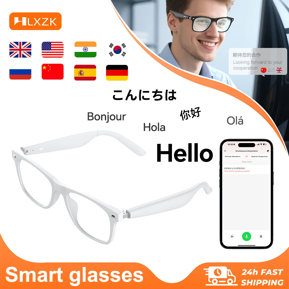 Wireless Bluetooth Smart Glasses Real Time Translation Headphones