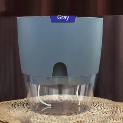 Self - Watering Flower Pots with Drainage Holes - Double - Layer Design for Optimal Plant Hydration (Light Grey)