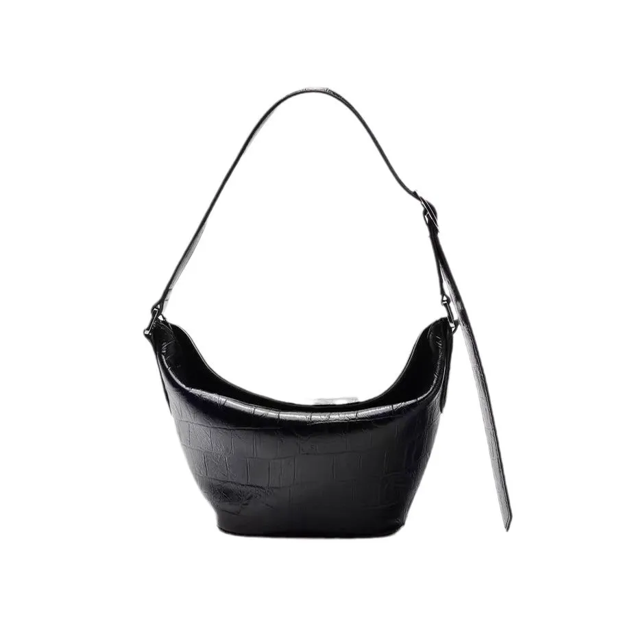 Leather Crossbody Bags Women Large-capacity Patchwork Fashion Bucket Bags Crocodile Pattern Shoulder Messenger Handbag