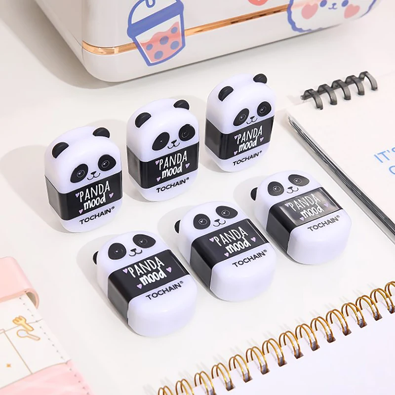 

Cute Panda Design Eraser with Pencil Sharpener Multifunctional Stationery Set Students Kids Gift Kawaii School Office Supply 1PC