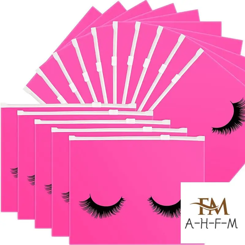 50 Pieces Eyelash Aftercare Bags Plastic Makeup Bags Toiletry Makeup Pouch Cosmetic Travel With Zipper 4