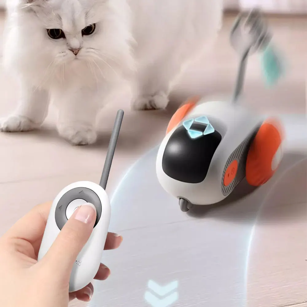 

Умная игрушка для кошек с 2 режимами, автоматический движущийся игрушечный автомобиль с дистанционным управлением для кошек и собак, интерактивная игра для котят