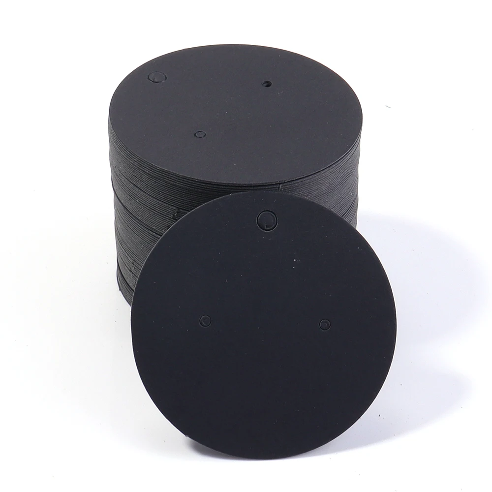 50pcs Earrings Display Cards 5x5cm Solid Round Blank Paper Cards Cardboard For Hang Price Tag Jewelry Holder Retail Packaging