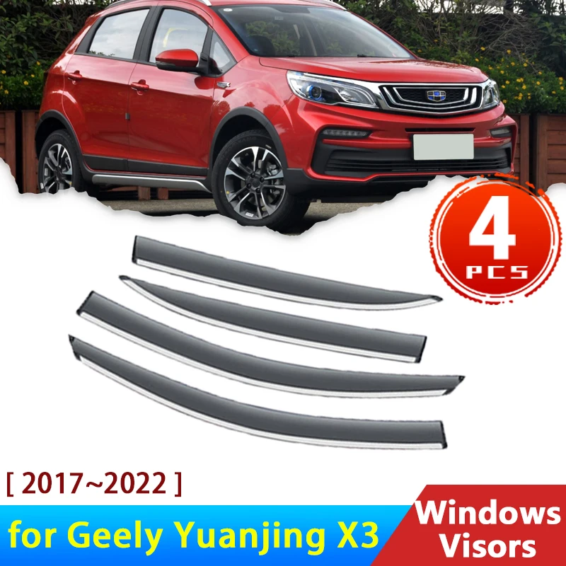 

Deflectors for Geely Yuanjing X3 2017~2022 2021 2020 2019 2018 Accessories Car Window Visors Rain Eyebrow Guards Windshield Trim