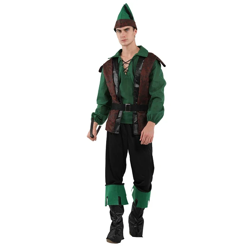 Carnival Man Robin Hood Forest Knight Cosplay Hunter Shooter Costume Halloween Fancy Party Dress