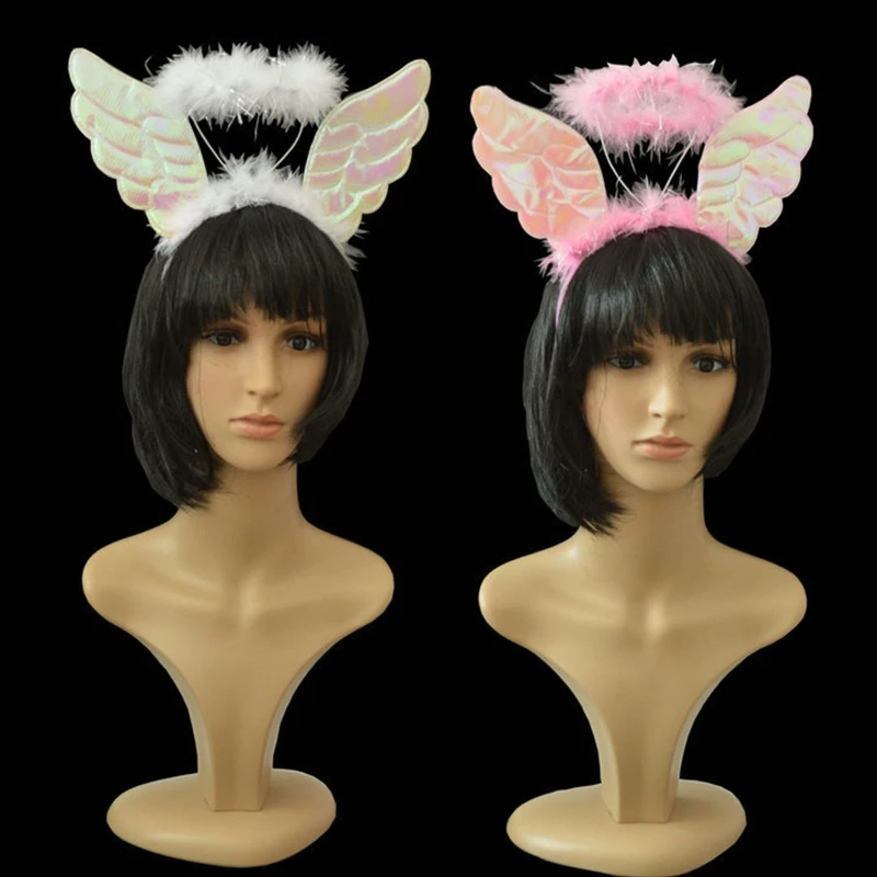 Cartoon Cute Headband Angel Wings Shape Hair Hoop Rave Party Headpiece Hair Band Party Cosplay Costume Props Unisex F3MD