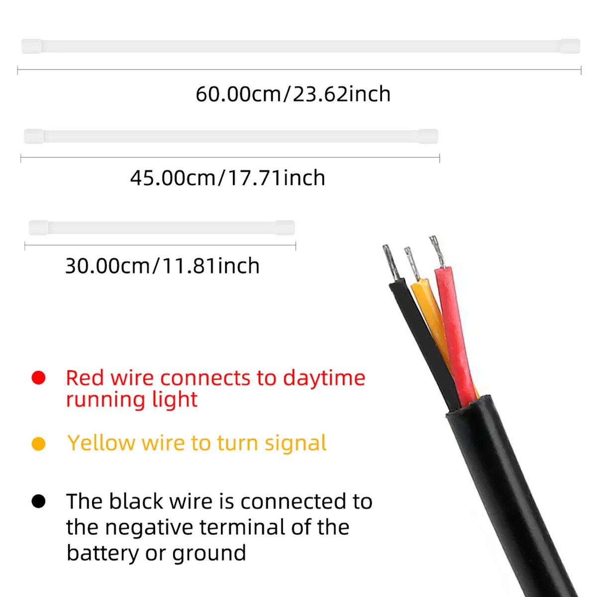 รูปสินค้า หลอดไฟ LED รถยนต์ กันน้ำ ขนาด 30-60 ซม. สีขาว-เหลือง