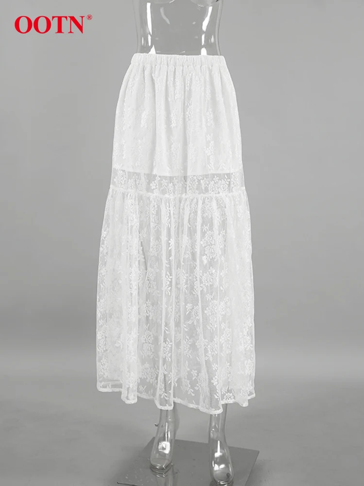 OOTN Summer Transparent Lace Skirts Women 2024 Fashion