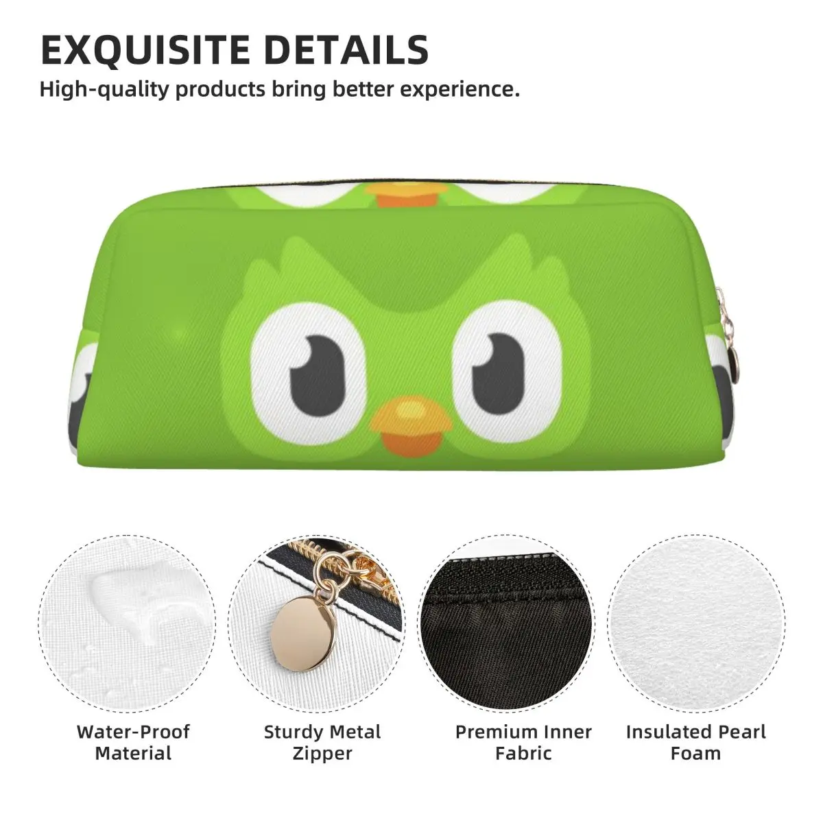 Duolingo Owl Duo 연필 케이스 학생용 학교 펜 박스 연필 가방 대형 보관 연필 파우치 펜 홀더