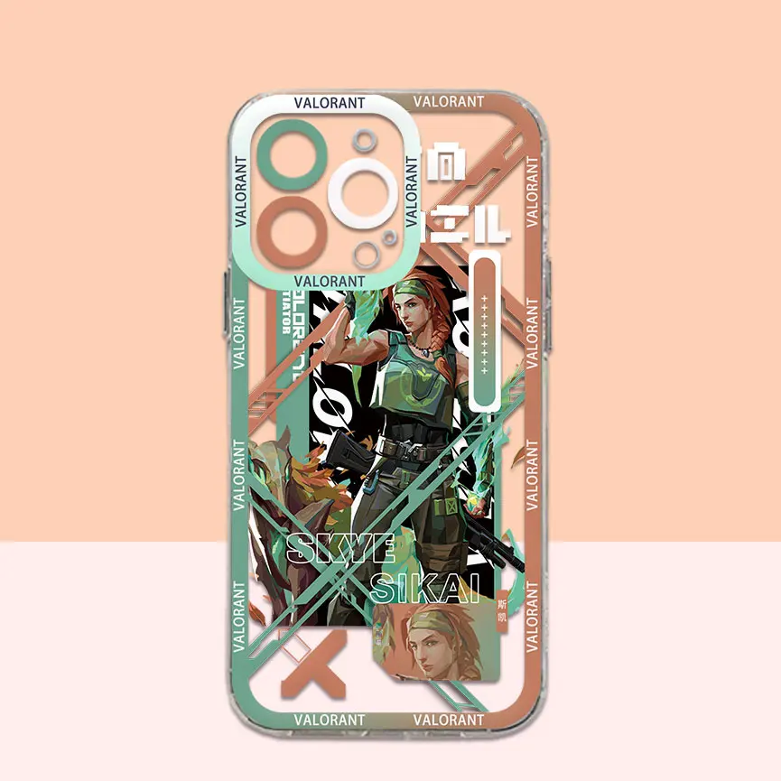 thumbnail image 1 of Funda de teléfono con diseño de personajes del juego Valorants para Samsung S24 S23 S22 S21 S20 S10 FE Note20 10 Plus Ultra Lite 5G, funda de TPU suave transparente, 1 of 5