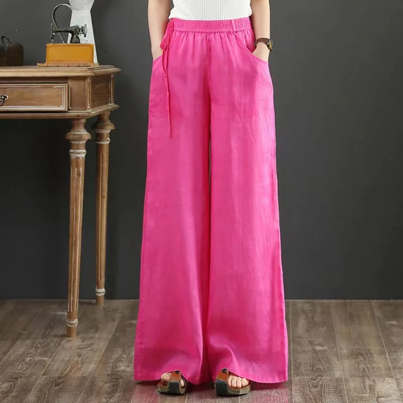 2022 Women Fashion Tide Spring Autumn Pants Loose Casual Solid Color Trousers High Waist Elegant