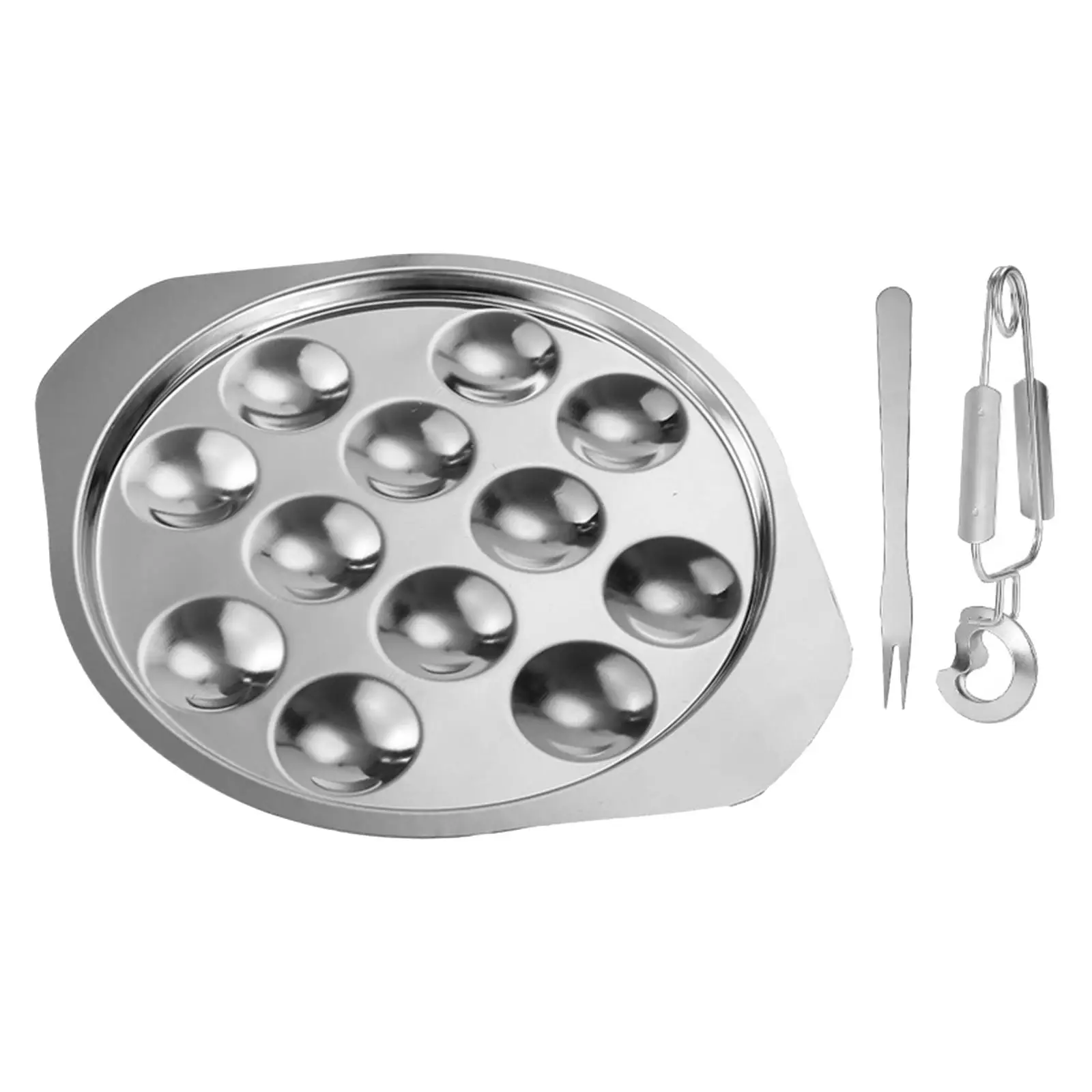Conch Pan Stainless Steel Conch Plate Sturdy Easy to Clean Clip Food Dish Escargot Plates for Cooking Restaurant Picnic