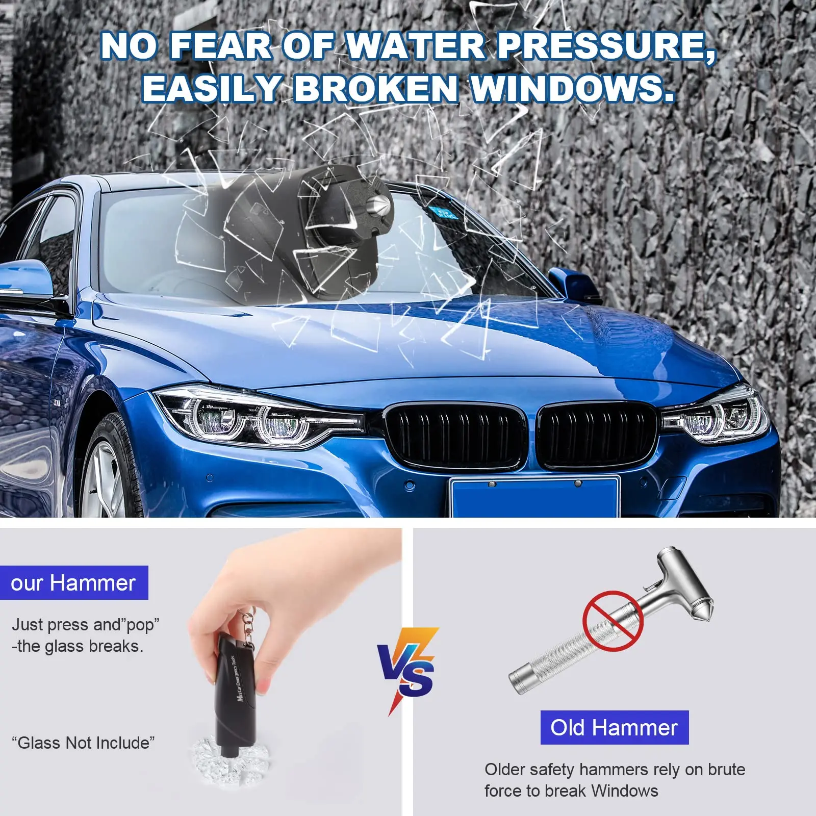 SMARLAN Portable Safety Hammer For Car Side Window Breaking Seat Belt Cutter Life-saving Escaping Emergency Tool With Key-chain