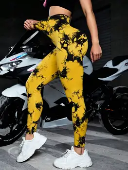 Woma Yoga Trendy Tie Dye Collant Yoga Senza Soluzione di Continuità Ad Alta Elasticizzato Pancia di Controllo Palestra Leggings Senza Soluzione di Continuità Tie Dye Leggings 2023 Nuovo 1