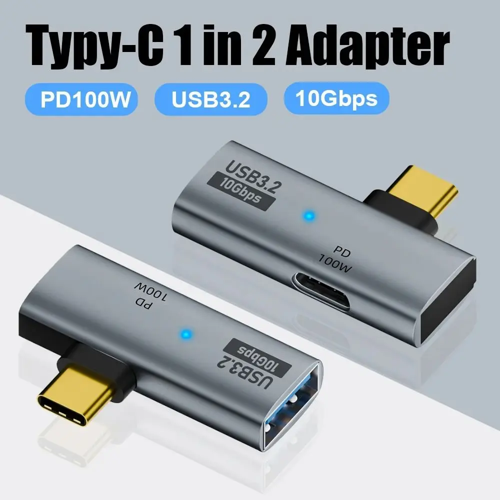 2 in 1 USB 유형 C 어댑터 직각 PD 100W USB OTG 어댑터 데이터 전송 전화/컴퓨터/노트북/U 디스크용 고속 충전