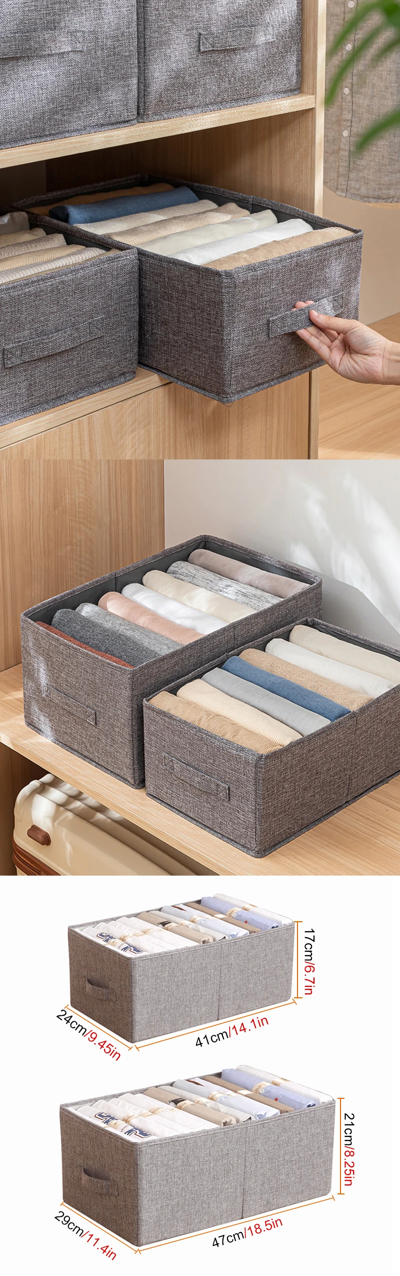 Description Picture 2 of itemFabric Cloth Storage Box for Book Clothes Toys Sundries Storage Foldable Closet Drawer Storage Wardrobe Clothes Bra Organizer