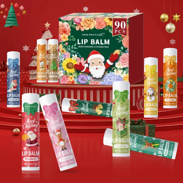 55994-b22b40.jpg 90 pieces/box 10 scented lipstick set Christmas set Moisturizing lips deep moisturizing Christmas gift