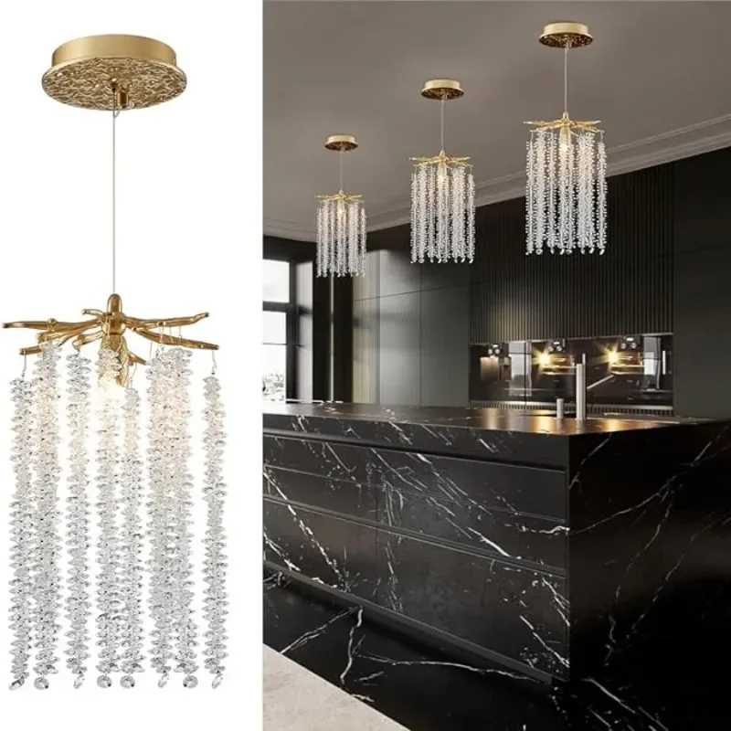 Ceiling Chandelier Long Crystal Ceiling Chandelier For Bedroom Kitchen Table Living Dining Room Gold Crystal Branch Hanging Chandelier Lights