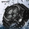 SANDA 3168 Multifunction Clock Relogio Masculino Men Military Watches White Sport Watch  LED Digital 50M Waterproof Watch Men 1