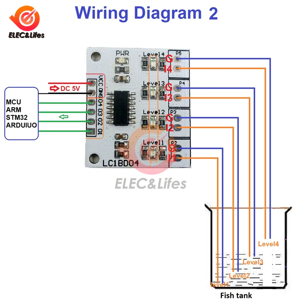 DC 5V 7-12MA 4 Digital Water Liquid Level Indicator Board Controller Sensor Switch Module for Fish tank Water Tower