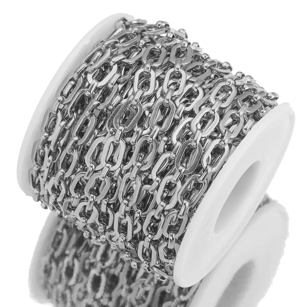 1 미터 너비 6mm 스테인레스 스틸 도금 골드 커브 O 체인 롤 쿠바 체인 쥬얼리 만들기 용품 DIY 목걸이 도매