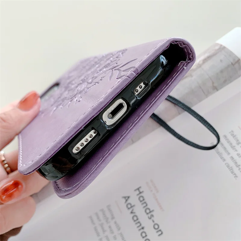 Butterfly Leather Flip Wallet Phone Case - Fashionable Design