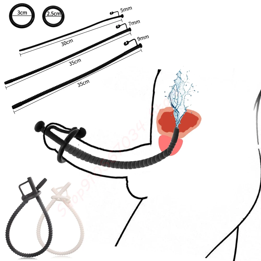 Silicone Long Hollow Catheter Sound Urethral Dilator Prostate Stimulate Threaded Urethra Chastity Sounding Rods Sex Toys for Men silicone urethral dilator urethral dilator