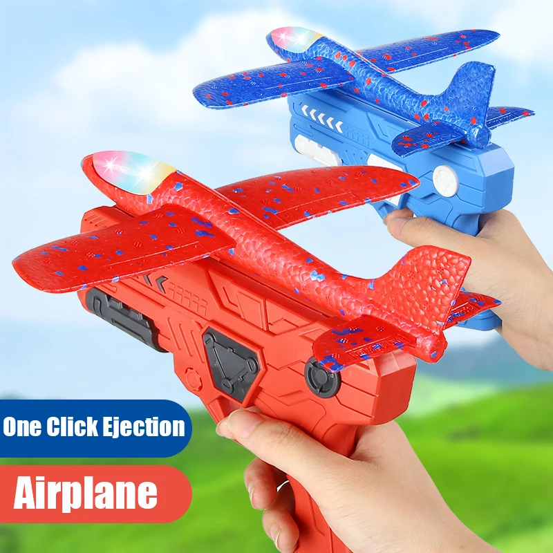 Aircraft Toys Airplane Launcher Toys Kids Catapult Guns Aircraft Shooting Toy Outdoor Sports Flying Foam Plane Launcher Gifts for Boys Girls