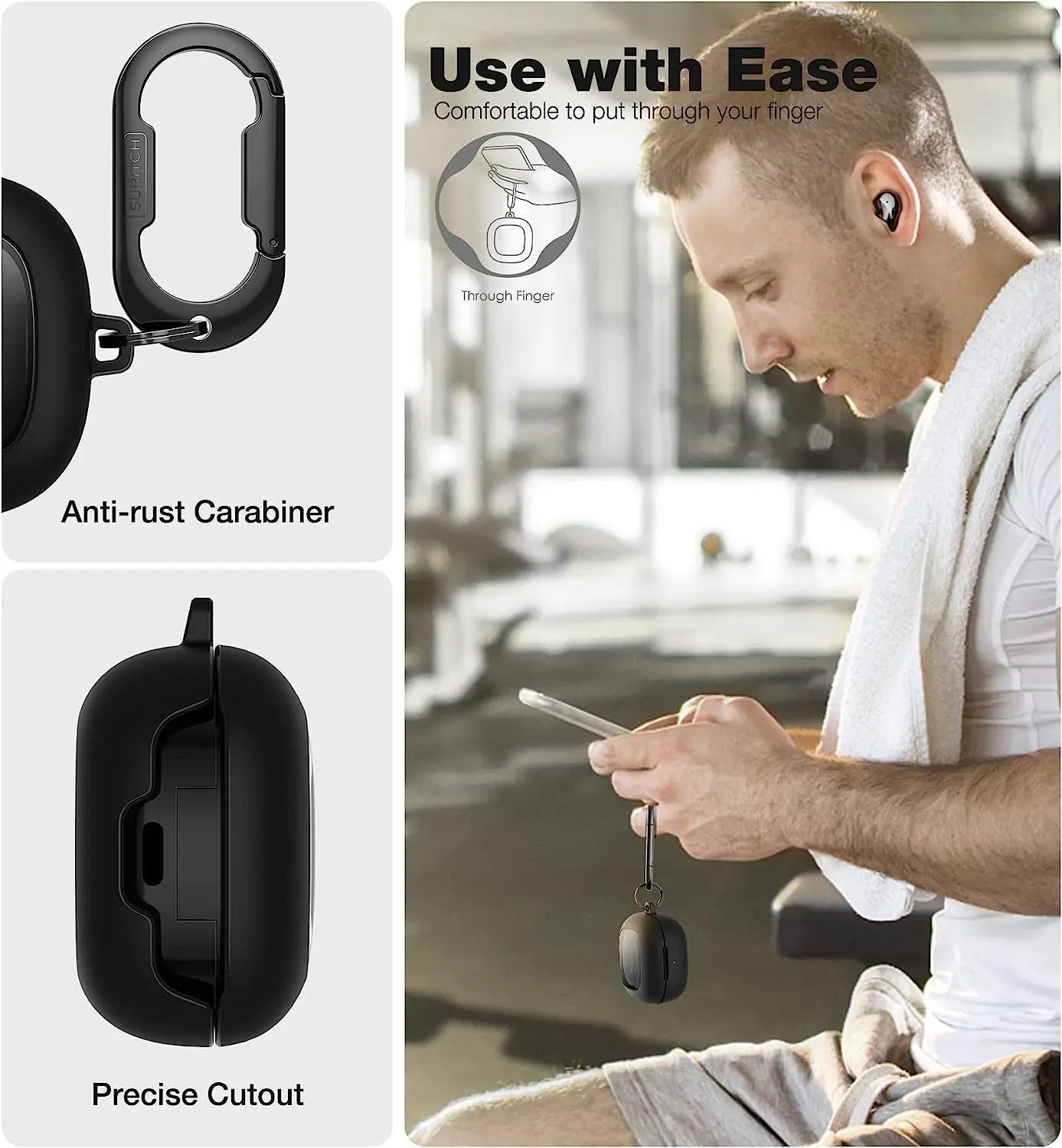 Estuche rígido transparente delgado y elegante con mosquetón para Samsung Galaxy Buds 2 Pro / Buds 2 / Buds FE / Buds Live