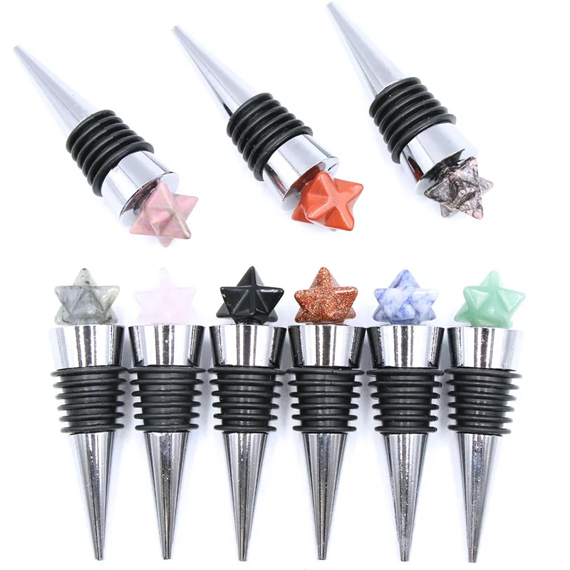 

Natural Crystal Mercaba Large Satellite Craft Wine Stopper Reiki Mineral Agate Crystal High-end Wine Party Decoration Wholesale