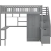 Bunk Bed,Full Loft Beds Stairway Loft Bed Frame with Wardrobe, Desk, Bookcase and Drawers, Solid Wood Bunk Beds 3