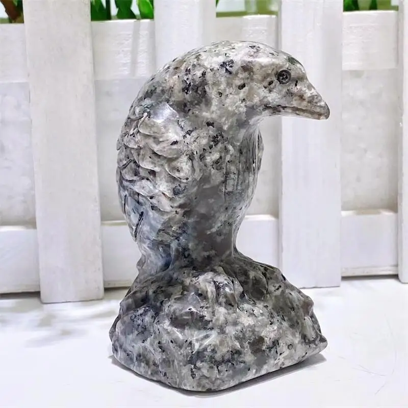 

8 см Натуральная ворона Yooperlite, резная Хрустальная кожа, освещение, фэн-шуй, кварцевые аксессуары для украшения дома, 1 шт.