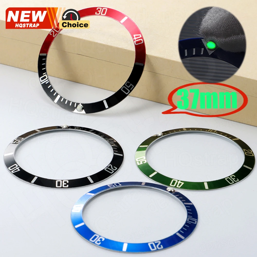 HQSTRAP 37mm 세라믹 합금 시계 베젤 인서트 링 워터 고스트 시계용 반..