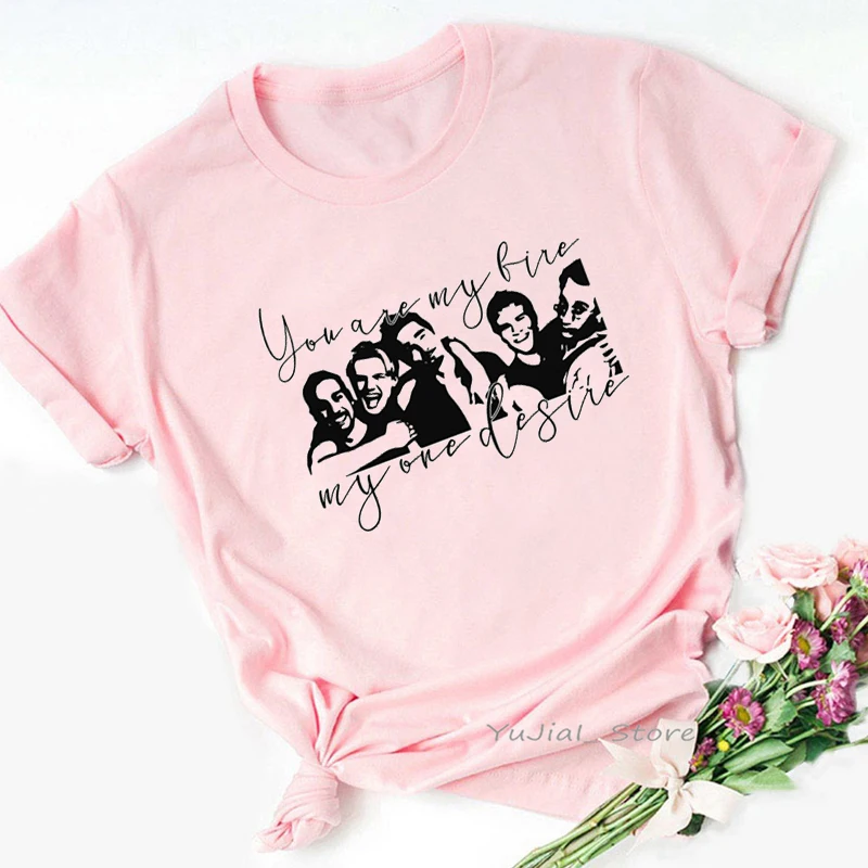Vintage Gray Tshirt Women'S Clothing Backstreet Boys World Graphic Print T-Shirt Femme Hip Hop Music Lover T Shirt Female Tops