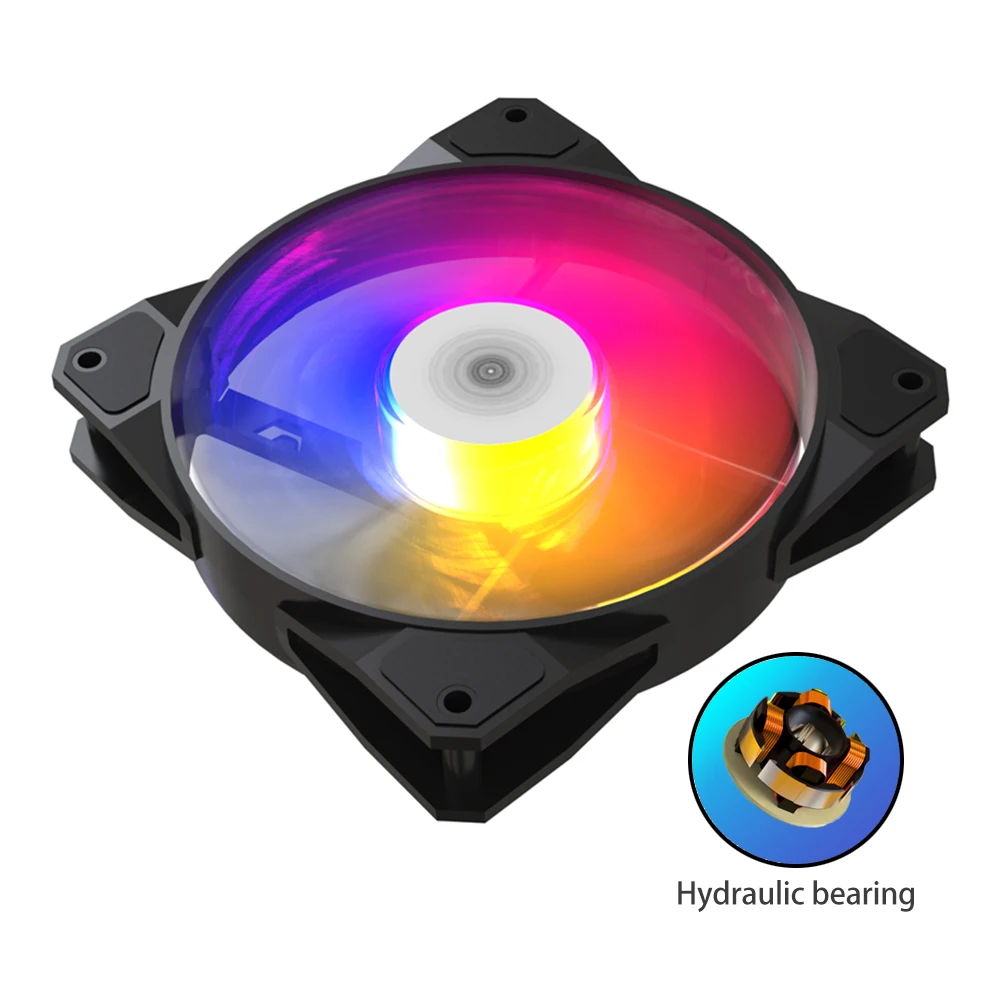 Aigo Pado P16 RGB 사일런트 선풍기 컴퓨터 케이스, 수냉식 대형 4 핀 CPU 쿨러, 12cm PC 케이스, 선풍기 컬러 조명 환풍기, 120mm
