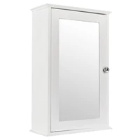 Single Door Mirror Indoor Bathroom Wall Mounted Cabinet Shelf White