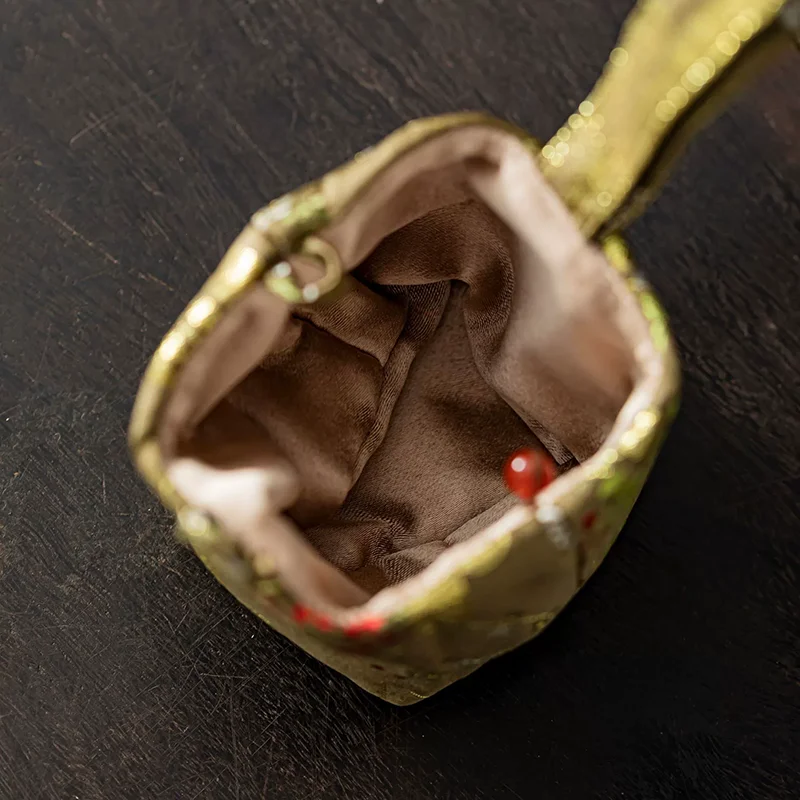 Brocade Tea Set Storage BagPortable Handheld Tea Ceremony Pouch for Outdoor Travel, Teacup Carry Bag Tea Utensil Organizer