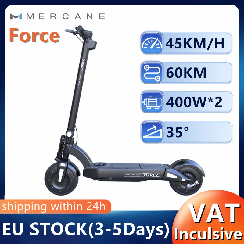 Eu Stock Mercane Force Smart Scooter Elettrico 48V 13.5Ah Doppio Motore 800W 40 Km/H Velocità 60Km Gamma 10 Pollici Pneumatico Kickscooter
