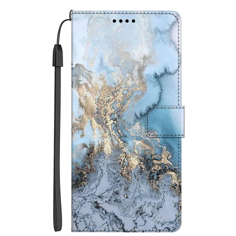 Luxury Marble Leather Flip Wallet Phone Case with Stand and Book Cover Design
