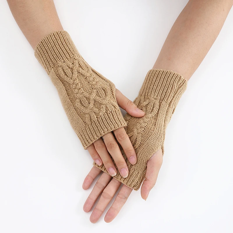 

Twist Knot Short Section Wrist Sleeve Show Half Finger Sleeve Cover Fake Sleeve Autumn Winter Knitted Short Gloves Hand Warmers