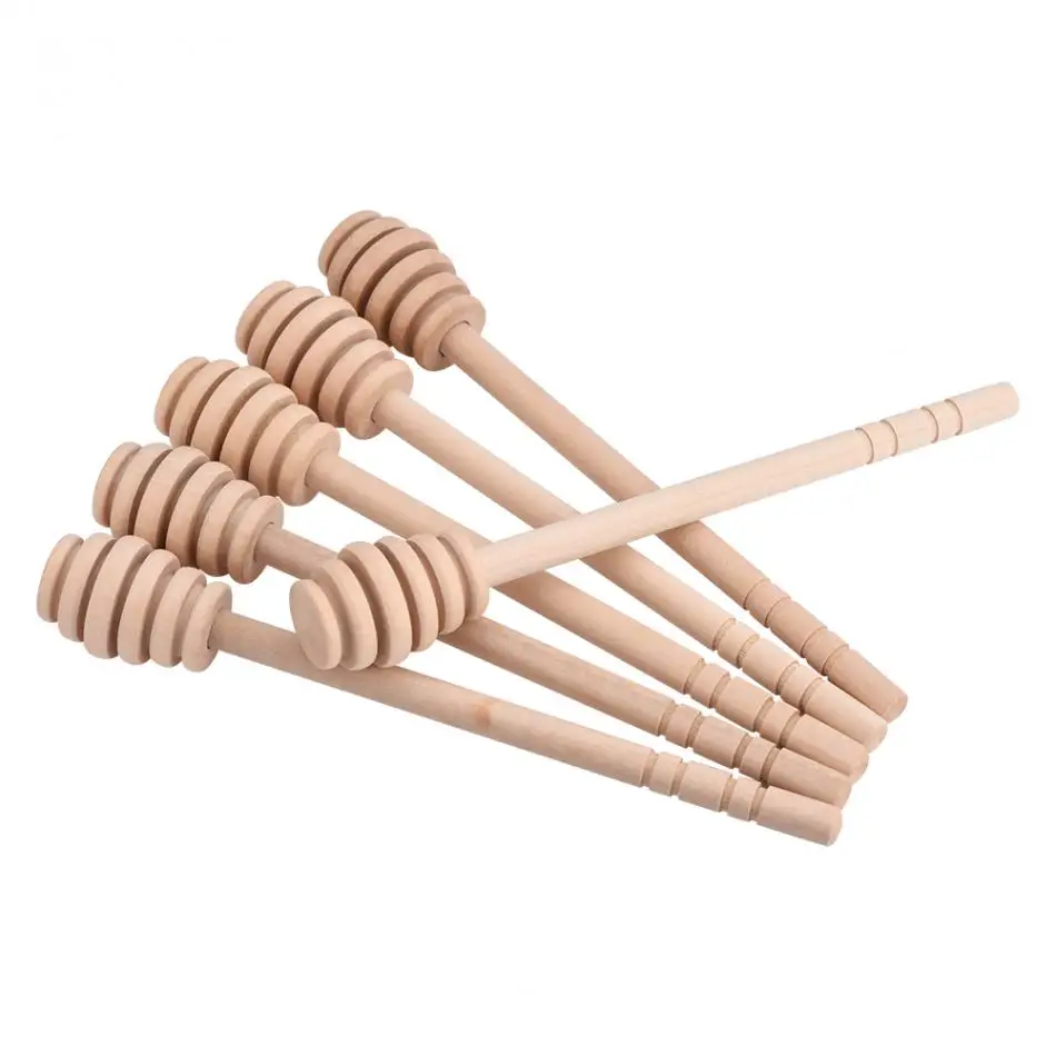 Wooden Spoon Long Handle Honey Spoon Mixing Sticks Dipper 50Pcs For Jar Coffee Milk Tea Supplies Kitchen Tools