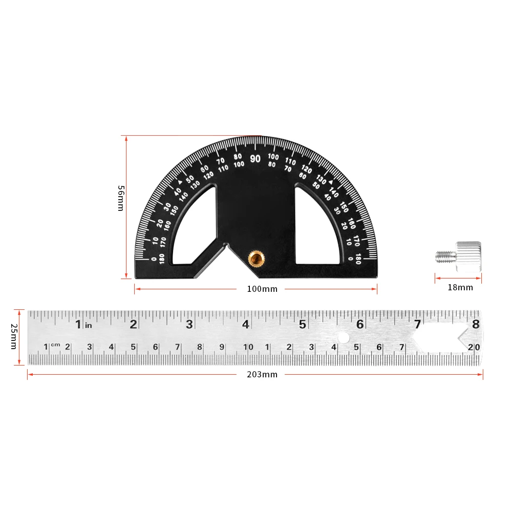 Magnetic Straight and Angle Measuring Ruler Woodworking Scribe Ruler Detachable Angle Gauge Double Scales Free Combi