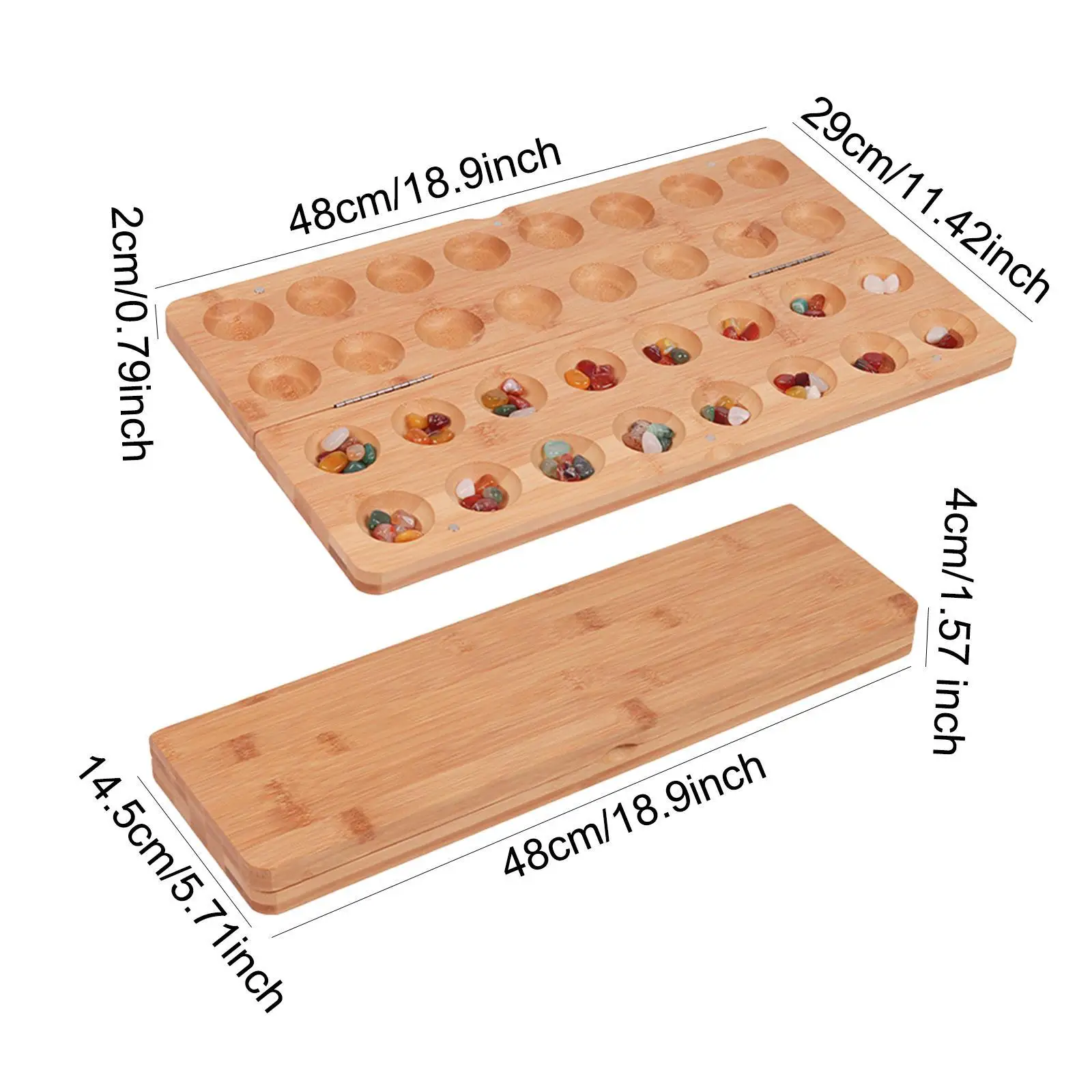 Wooden Folding Mancala Board Game 65 Stones for Adults Ages 7+ Entertainment 6